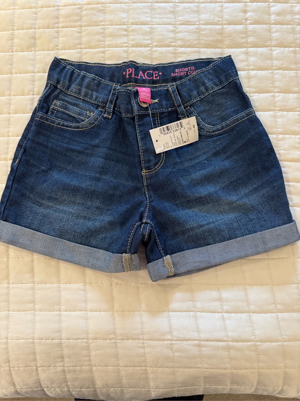 Place Girls Dark Blue Cuffed Denim Shorts